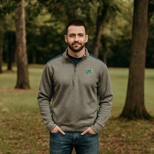 Notre Dame Fighting Irish Men S Gray Fleece Lined 1/4 Zip‎ Pullover Long Sleeves